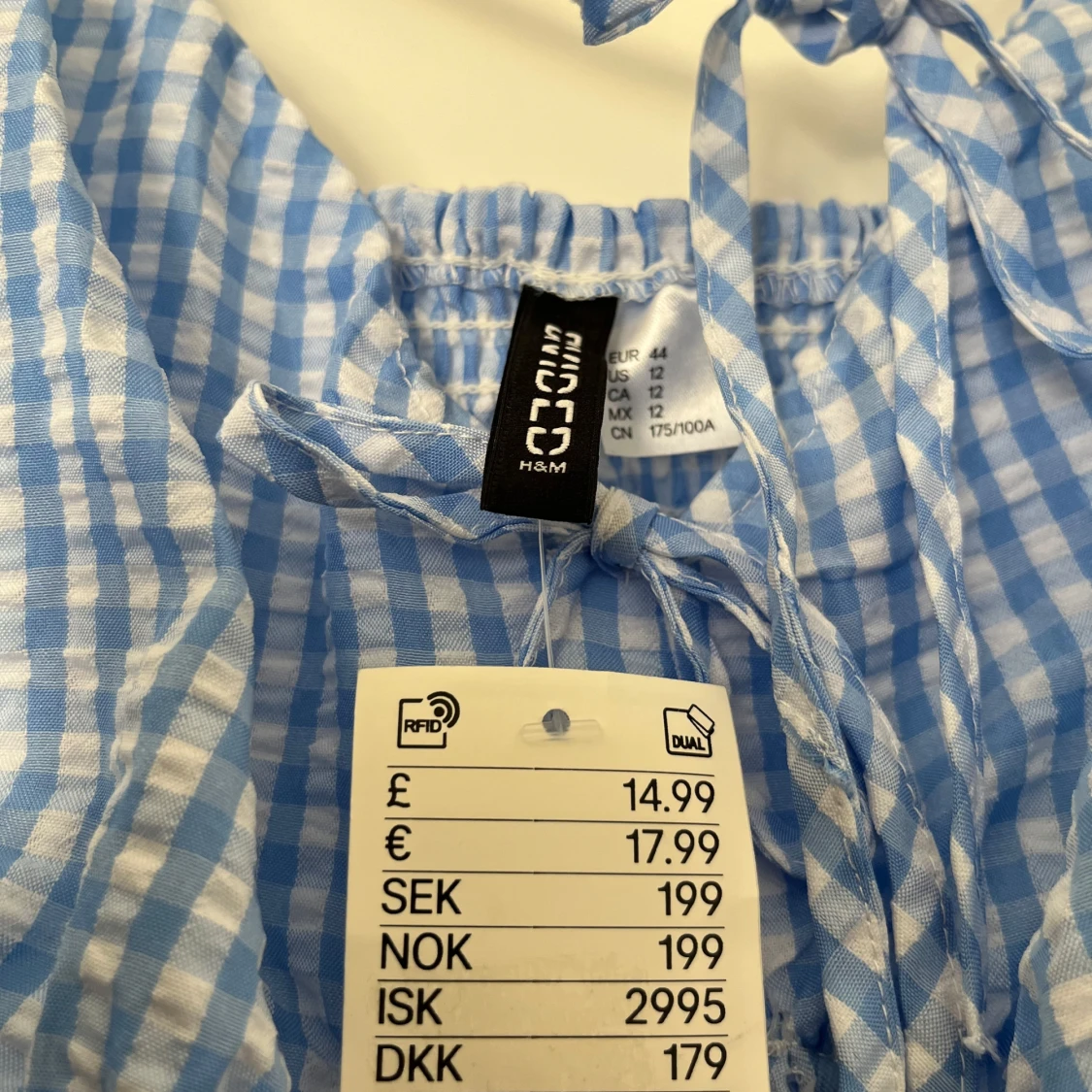 Ny blåvit rutig klänning H&M strl 44 - 2