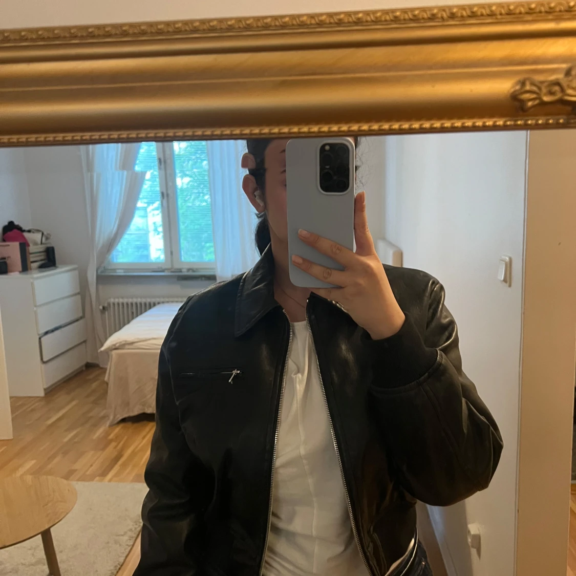 Svart skinnjacka, storlek L - 3