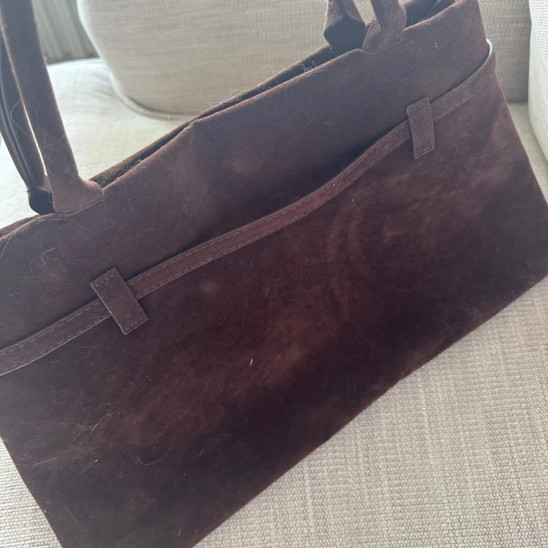 Mörkbrun mocka handväska - 1