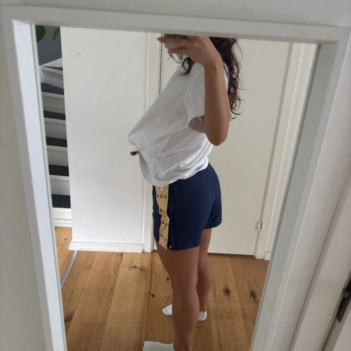 Blåa 304 shorts med  knappar