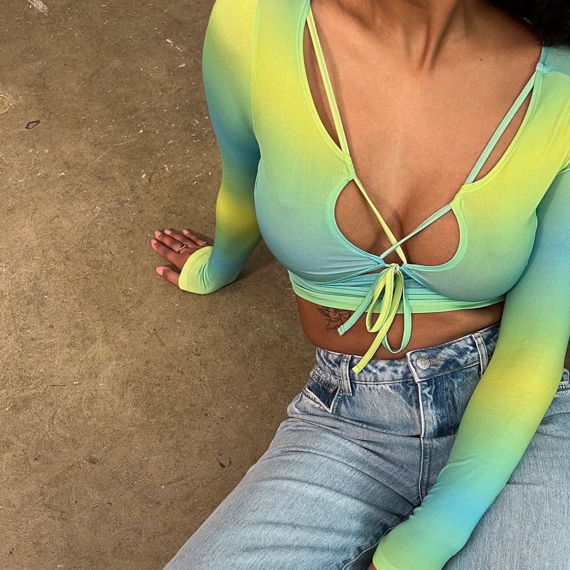 Flerfärgad croppad topp från Motel Rocks - 1