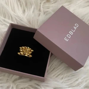 Guldfärgad ring från Edblad - Snygg guldfärgad ring från Edblad med ett unikt geometriskt mönster. Perfekt för att ge en stilren touch till din outfit. Kommer i en elegant presentask. Ringen har lite defekter.
