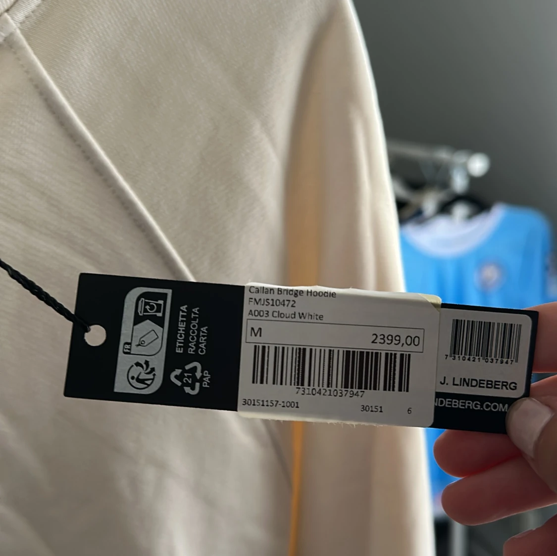 Vit hoodie från J.Lindeberg, M - 2