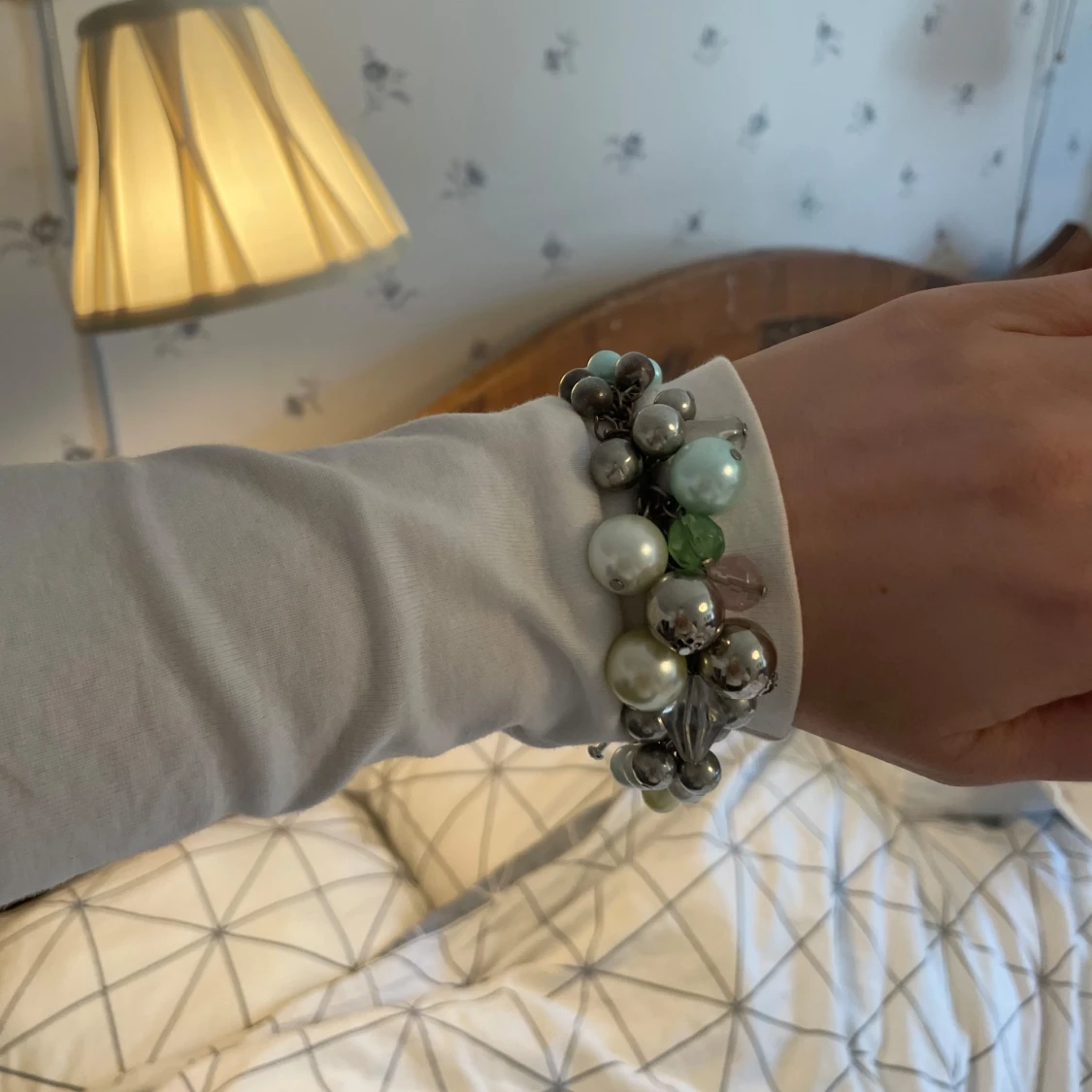 Chunky pärlarmband i silver och pastell