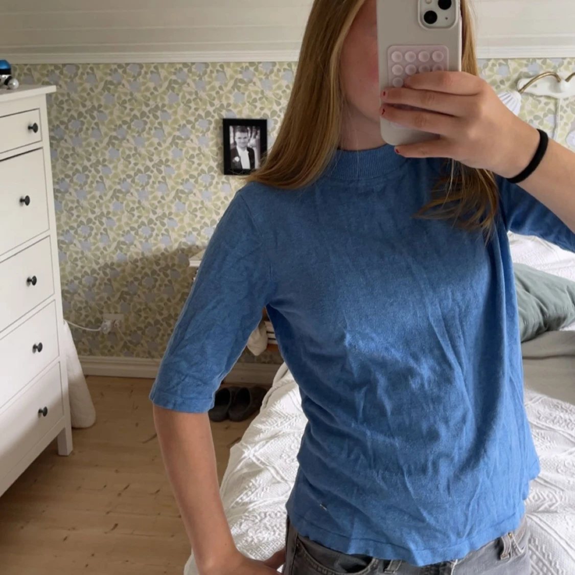 Blå polotopp med halvlånga ärmar - 2