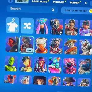 Rare 200+ skins Fortnite acc - Minty axe, black widow axe. Jag vill höra bud
