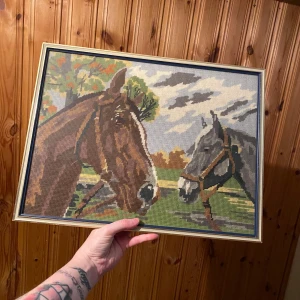 Vintage brodyr tavla hästar  - Söt tavla, större