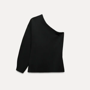 Svart one shoulder topp - Snygg svart topp med one shoulder-design och lång ärm. Perfekt för dig som vill ha en stilren och trendig look. Toppens enkla snitt gör den lätt att matcha med olika outfits.