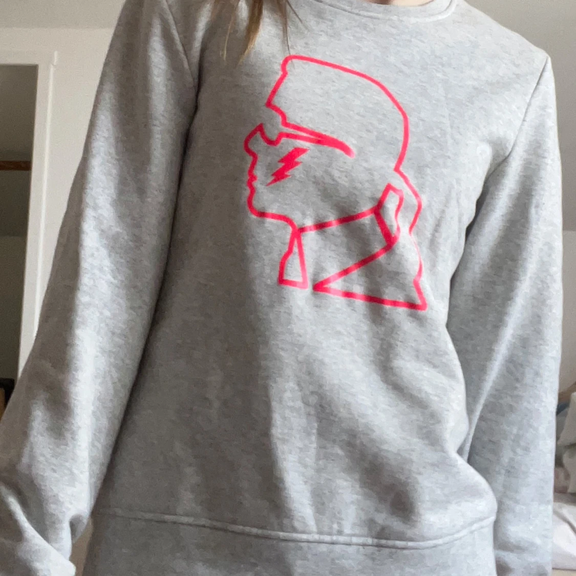 Grå sweatshirt från Karl Lagerfeld med rosa tryck