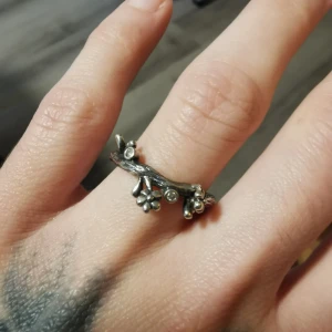 Ring från BLOSSOM Copenhagen storlek 17 - En ring för naturälskaren,ringen är i oxiderat silver. Köpt för 650DKK ungefär 1000kr. Bara använt ett fåtal gånger annars har den legat i sin låda. 