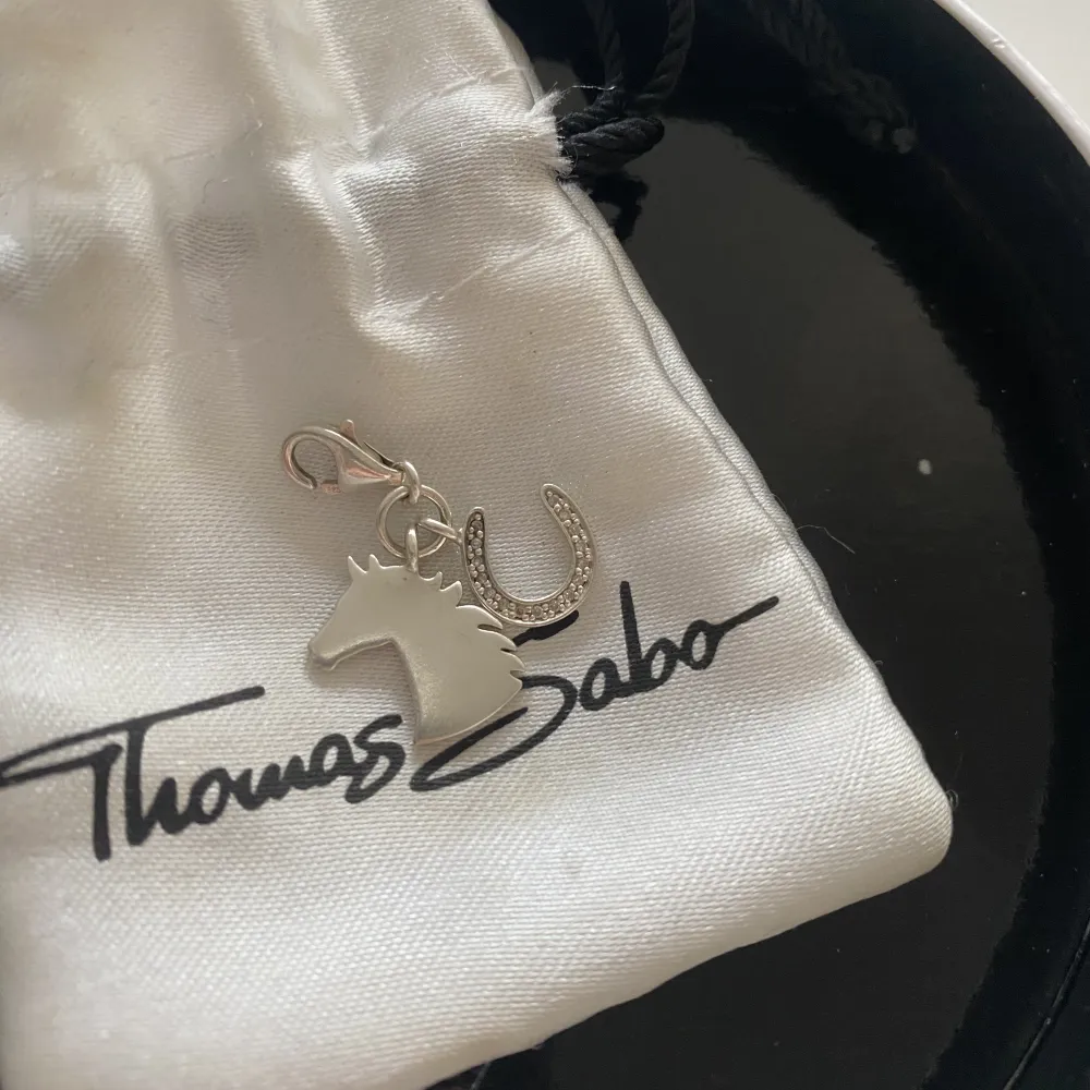 Thomas Sabo berlock, häst med hästko charm. box till kommer tyvärr inte men finns signatur av Thomas sabo på berlockerna❤️orginalpris: 633kr. Accessoarer.