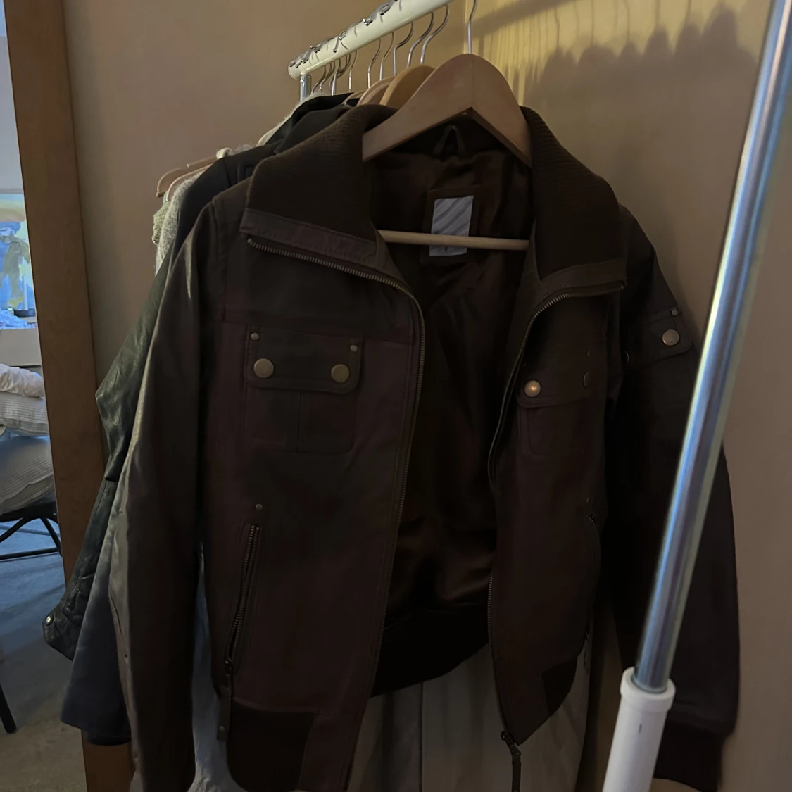 Äkta skinn bomberjacka  - 91