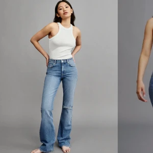 Blåa jeans  - Skit snygga full lenght flare jeans från Gina tricot, köpte i vintras men inga skador! 💓köpta för 500