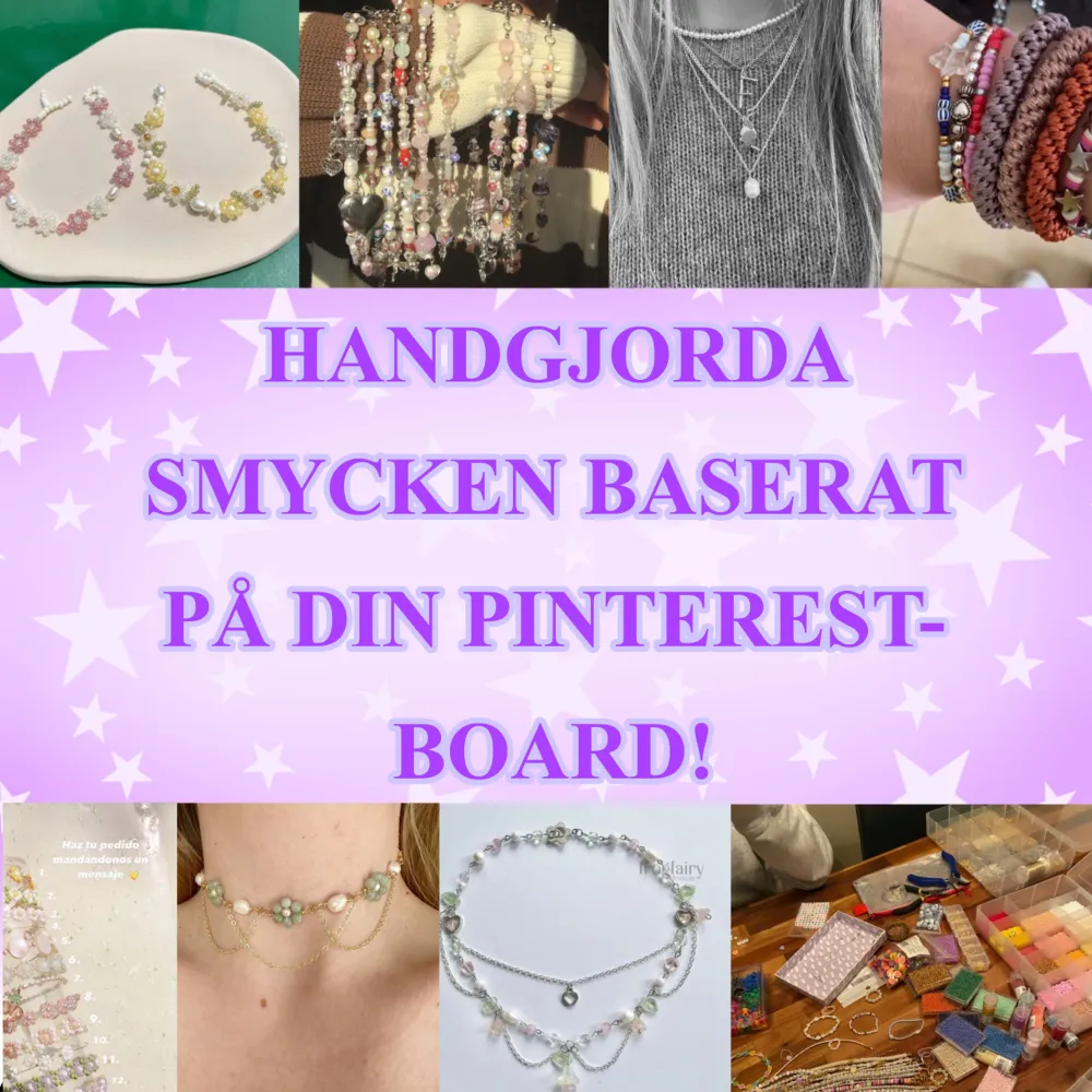 Dm:a mig en pinterest-board som visar på ett ungefär var du har för stil/vad för slags smycken du vill ha så gör jag ett specialgjort smycke utefter det du skickat. Går att välja mellan halsband, armband och örhängen! 🌟🌟. Accessoarer.