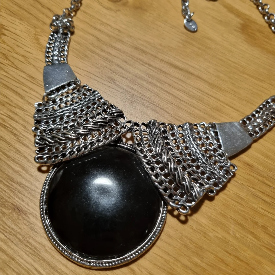 Halsband silver svart  - 90