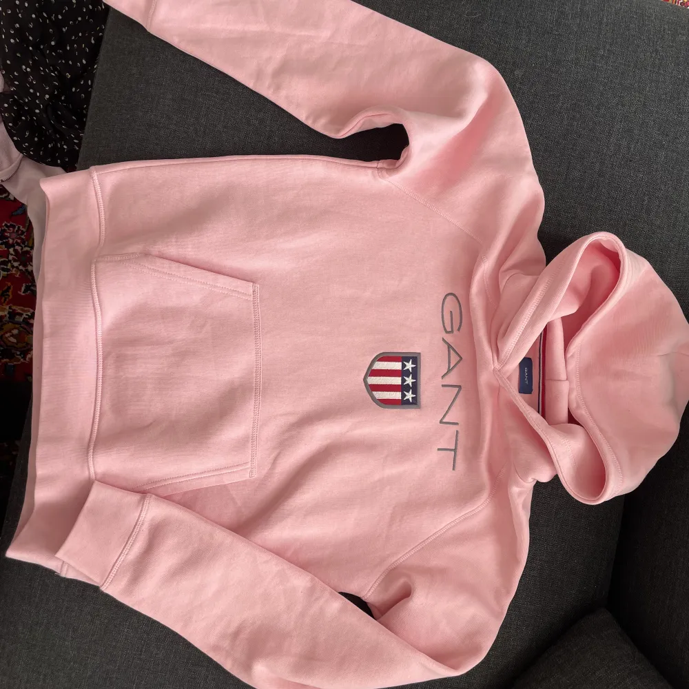 Oanvänd rosa hoodie från GANT, storlek 170 cm/15 år. Present som aldrig använts.   Nypris: 1200 kr.  Nu kostar den bara 450 kr. . Hoodies.