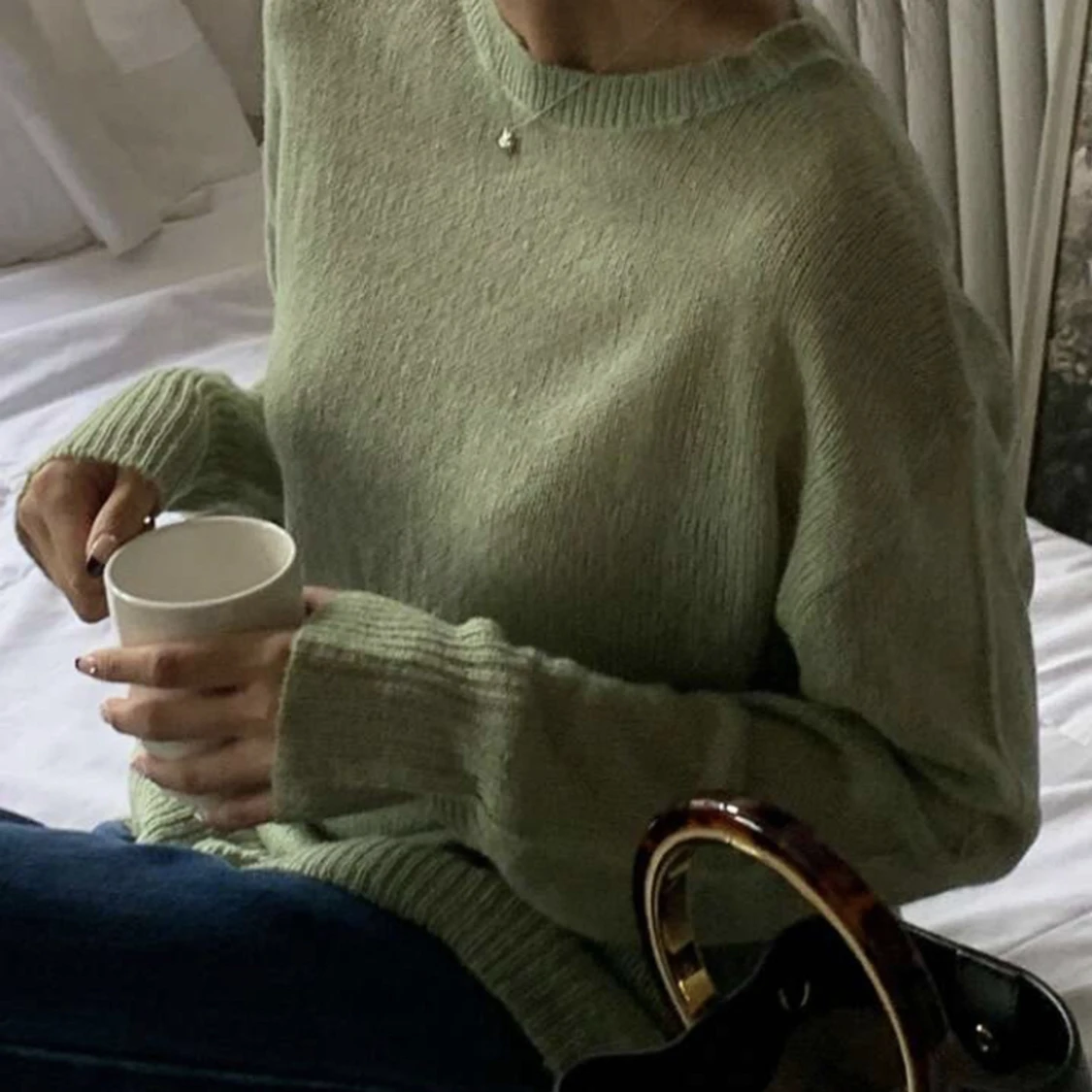 Grön stickad tröja