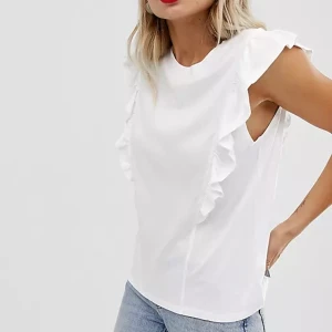 Vitt volang linne - Volang linne från Monki i storlek xs 🤍 Aldrig använd, i toppenskick!