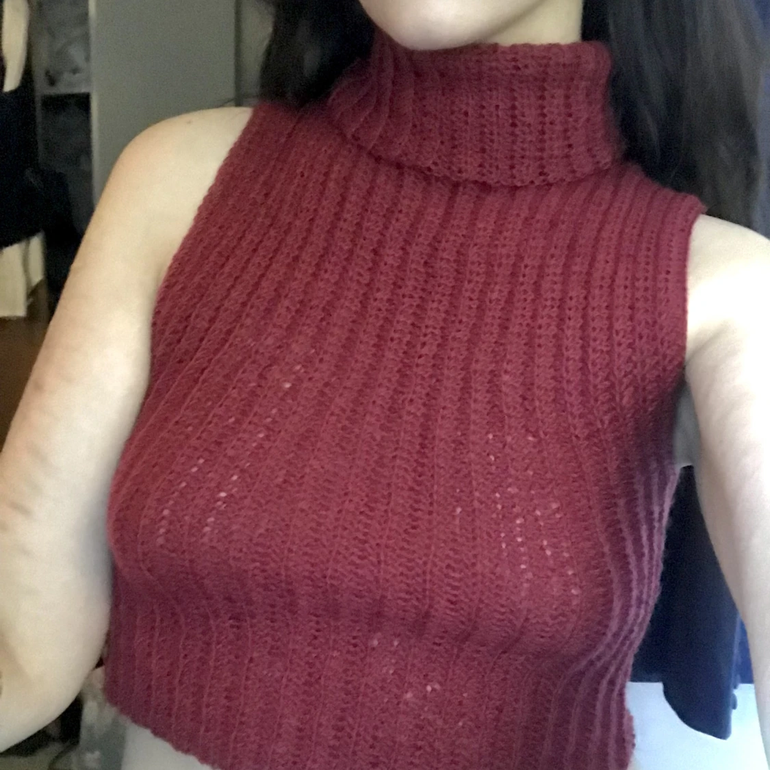 Virkad topp med hög hals  - 2