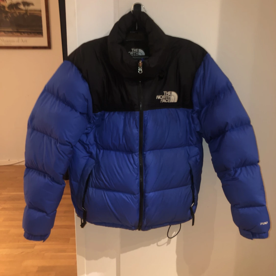 Blå north face jacka