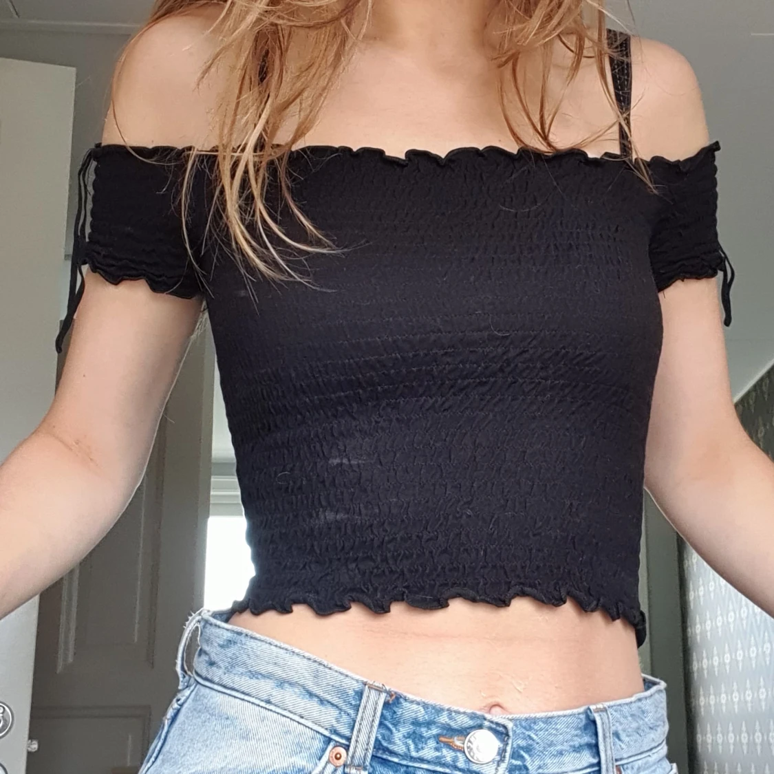 Svart Off Shoulder Tube Top