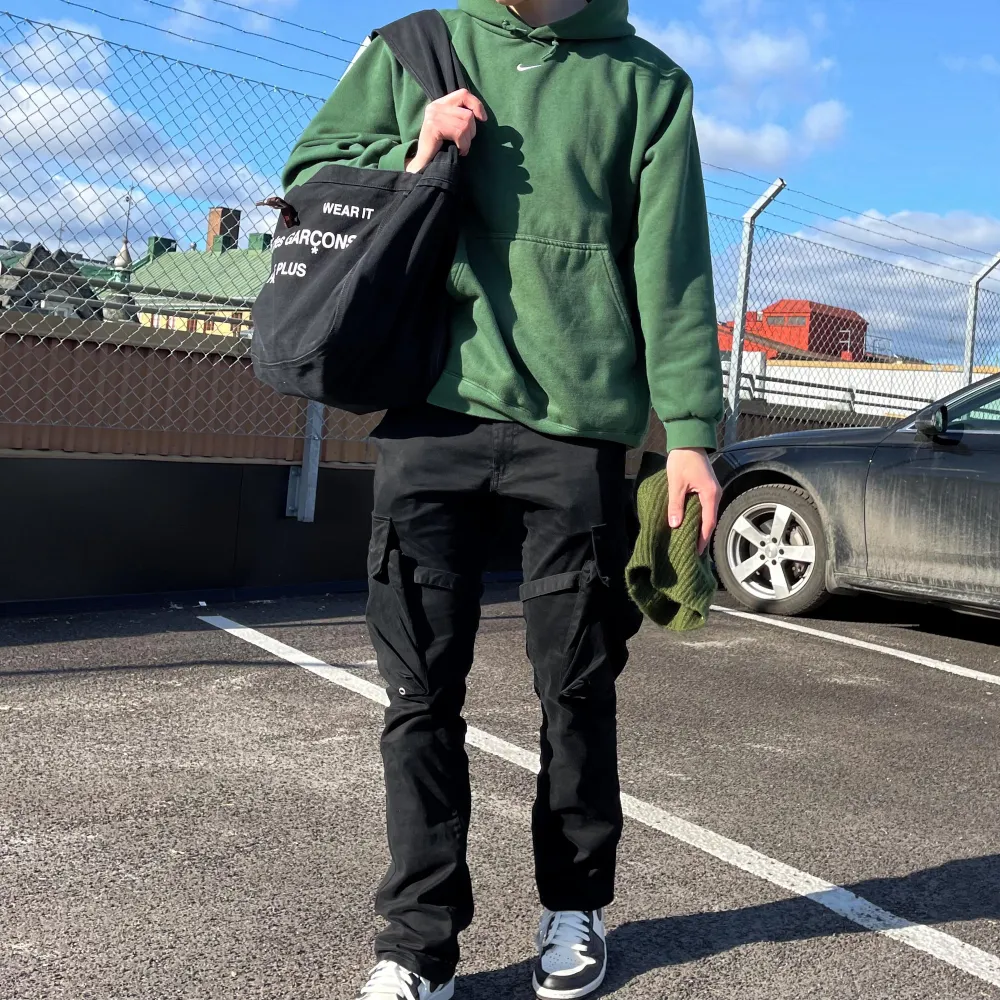Vintage Nike hoodie med center swoosh i halvskön grön färg. Hoodies.