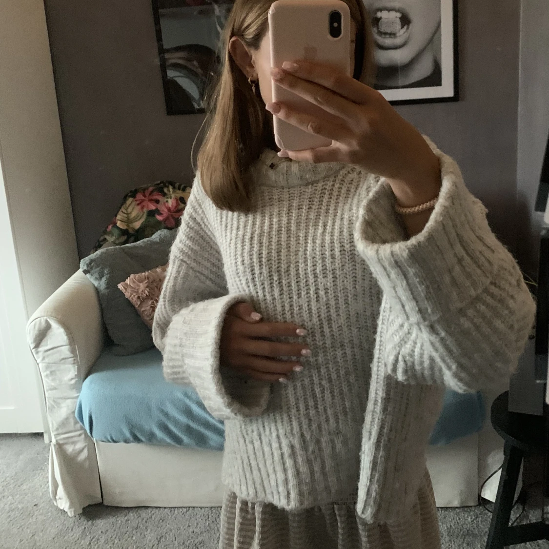 Grå stickad  tröja💗💞 - 90