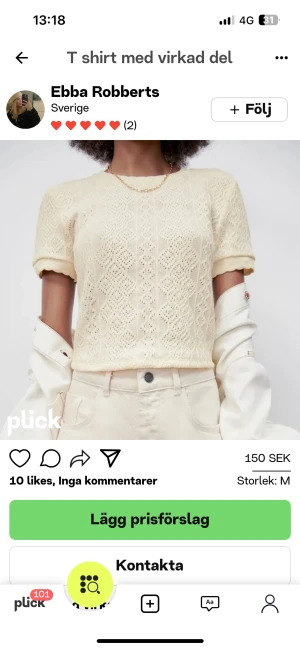 Beige virkad tshirt zara! - Så fin virkad t-shirt från zara!