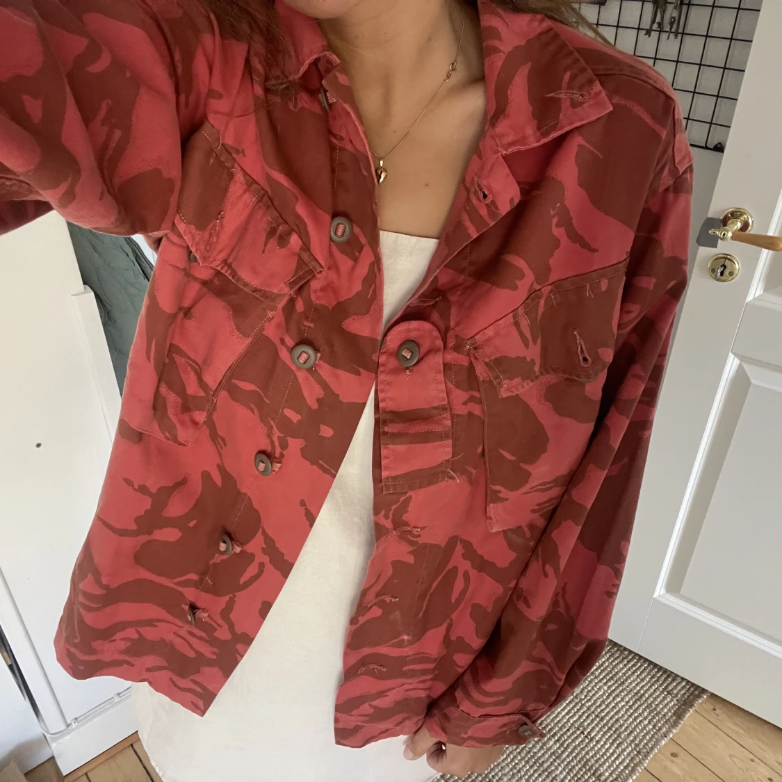 Röd militärjacka - 90