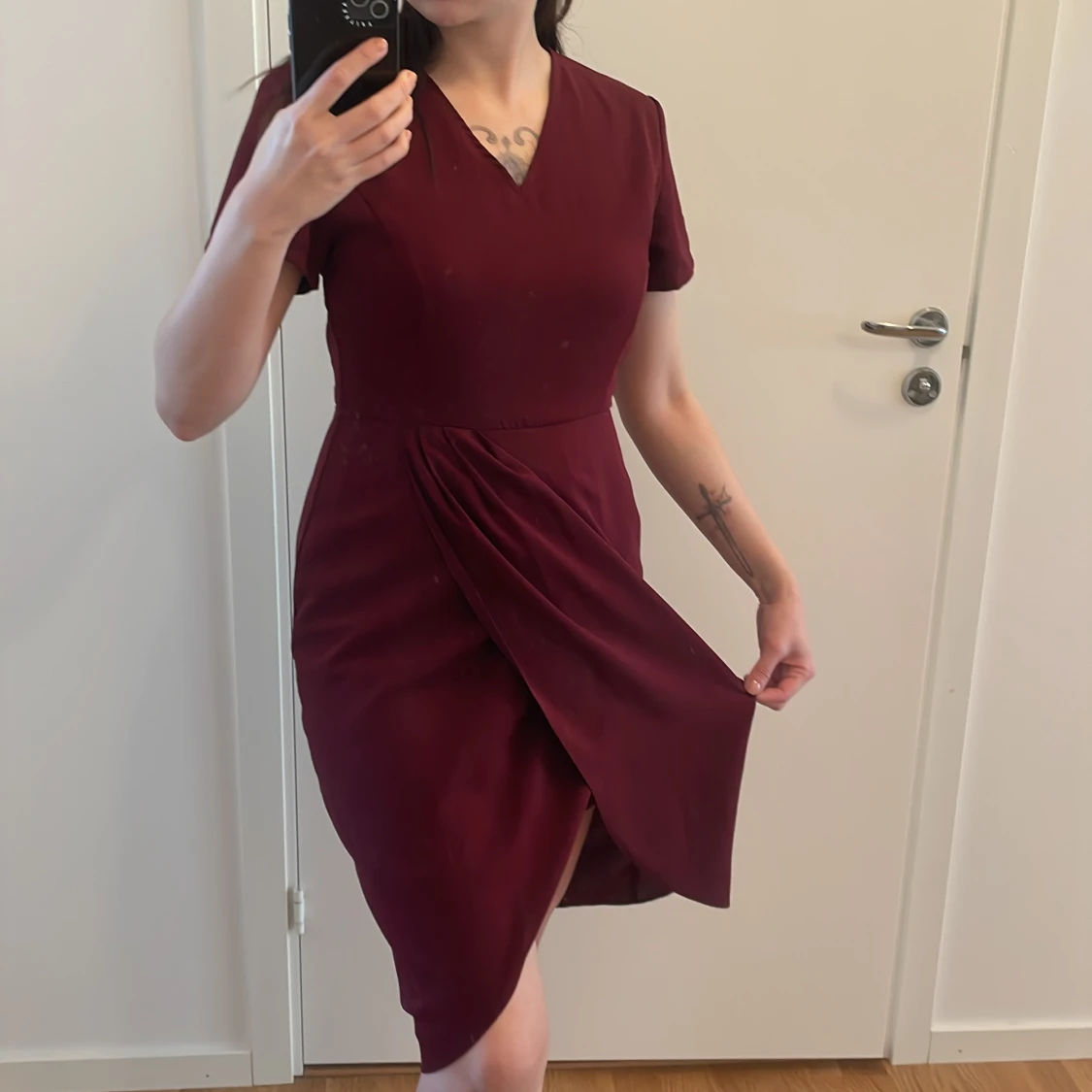 Burgundy midi dress