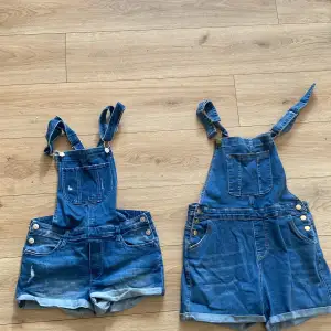 Stryks sen! Två par hängselshorts höger är storlek M och vänster storlek 170 80 kr för 170 och 100 för M. På bild 2 är det en fin klänning, använts 2 ggr. 100 kr Sist är det byxor storlek 36. Inte använts alls pga förstora för mig. Priset är 150kr