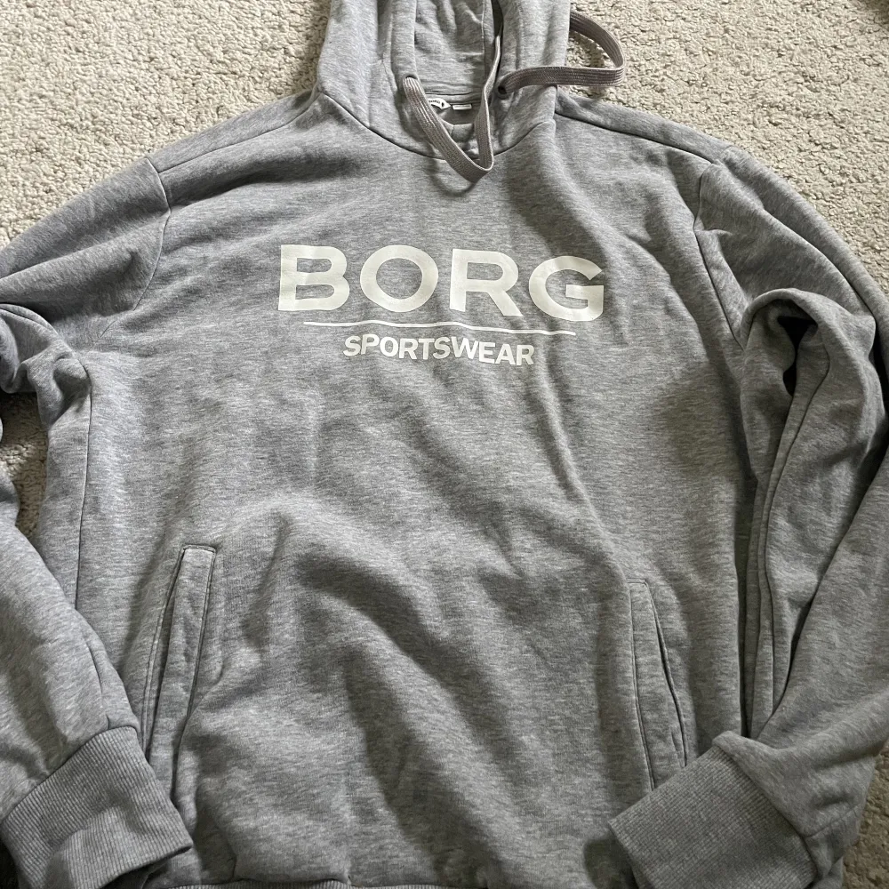 Borg hoodie som är grå! Jag säljer den på grund av att jag inte använder den! Bra skick!  . Hoodies.