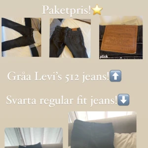 2 par jeans i paket! - Säljer dessa 2 som paket, säljer ett par Levis 512 gå som är köpte nypris 1300 på carlings och dom svarta regular fit på hm för 350kr. Bägge 2 är i fint skick!