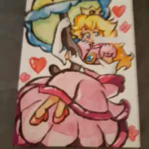 Hand drawn Princess peach Mario poster! Drawn with water colors and some acrylics. Super cute as a decoration in ur room! Contact me if u have any questions!🍑👑