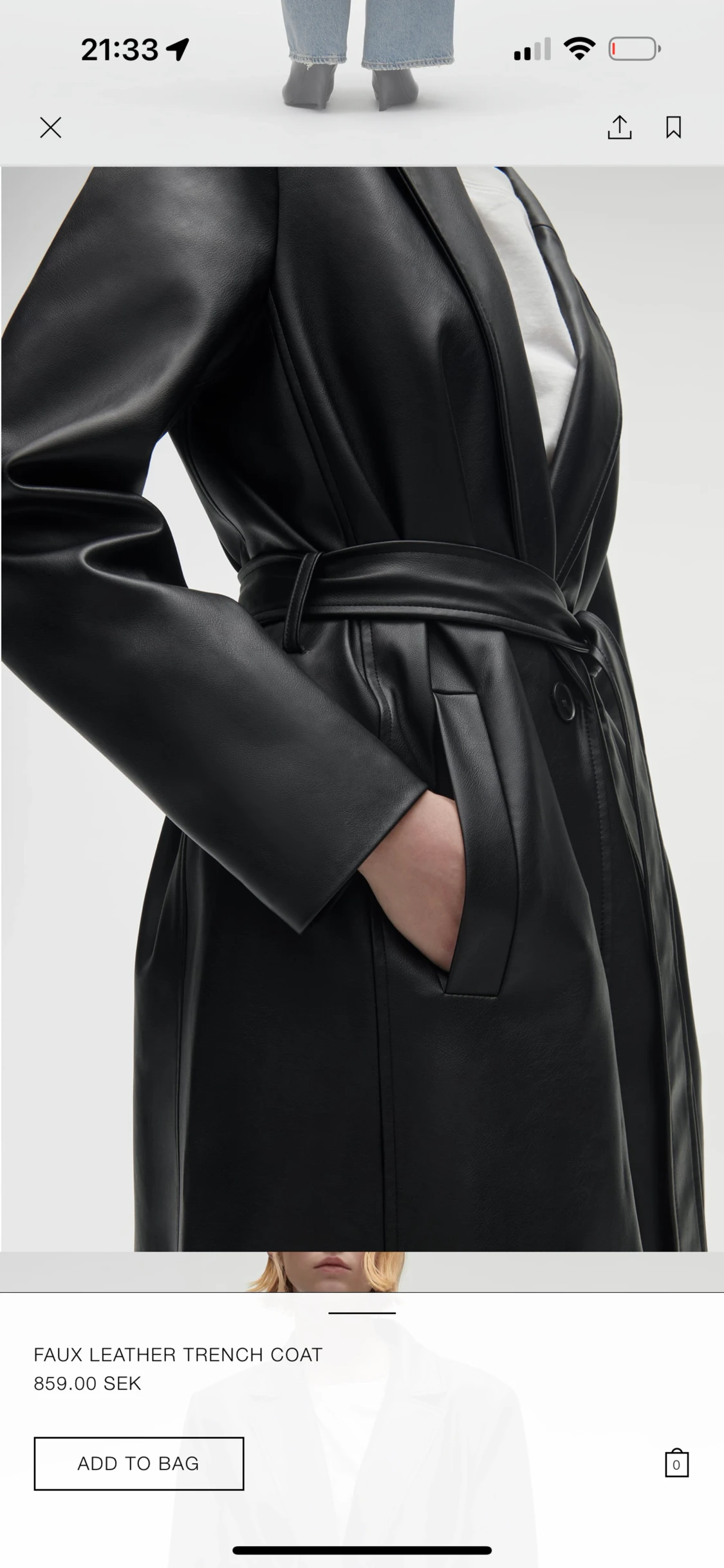 Faux Leather Trench Coat - 90