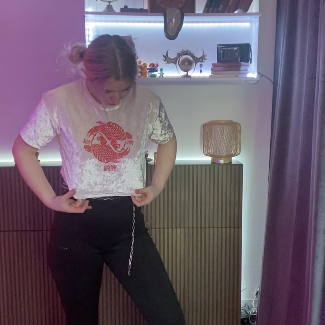 Velvet croptop with print  - 90