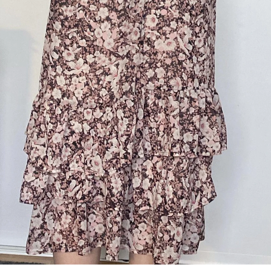 Brun/rosa Blommig kjol  - 90