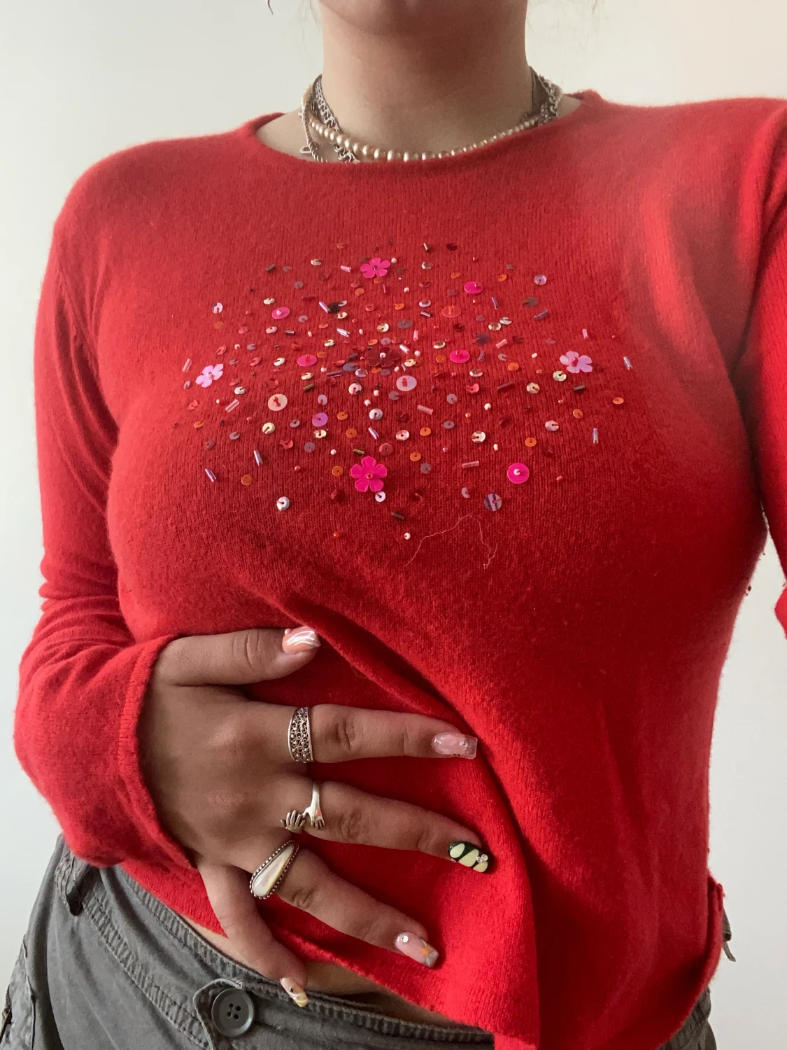 Långärmad med glittriga detaljer