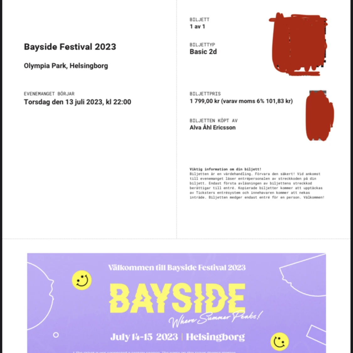 Bayside 2-dagars biljett - 90