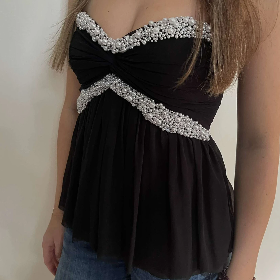 Topp med pärlor  - 90