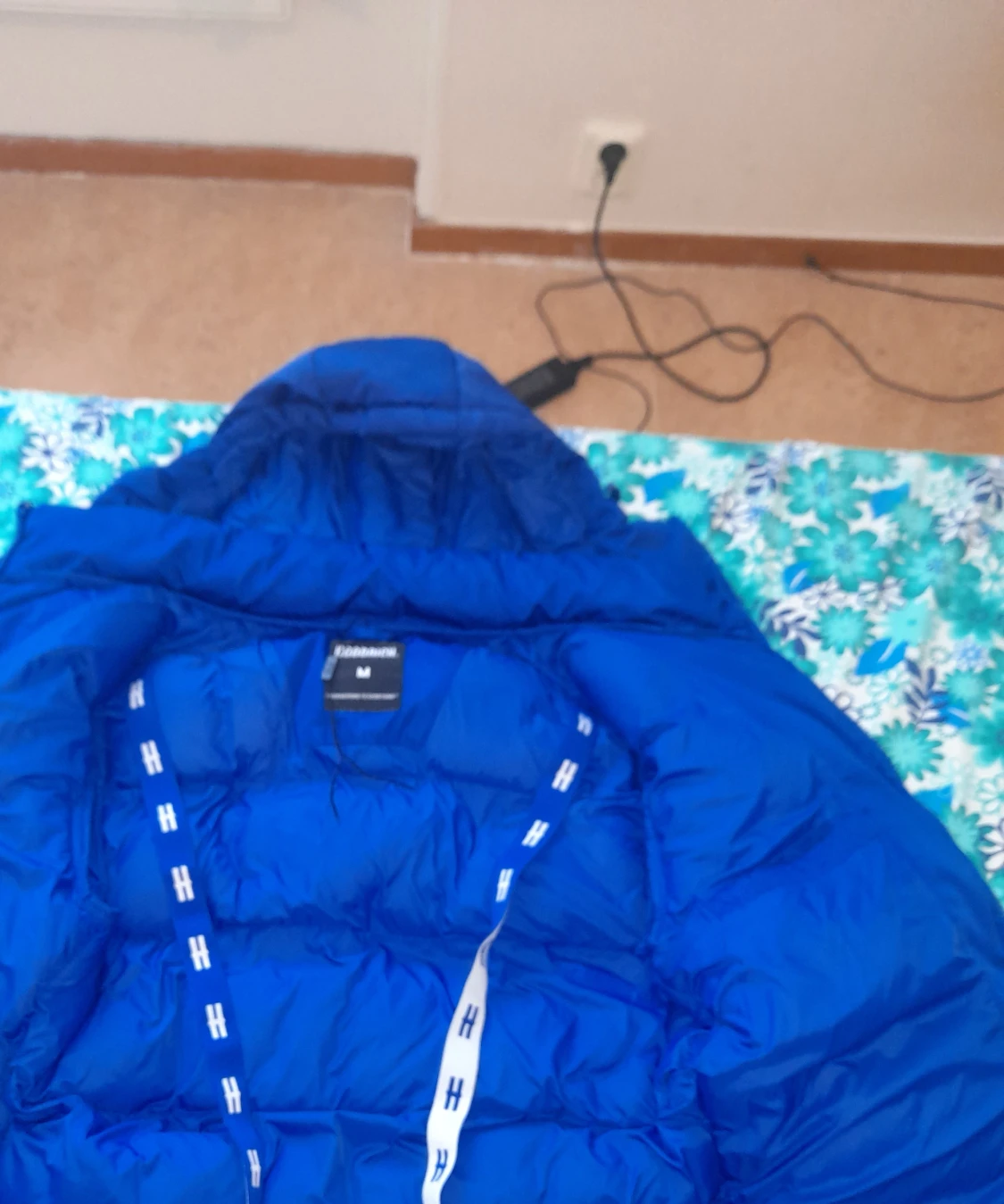 Blå hoodrich jacka  - 90