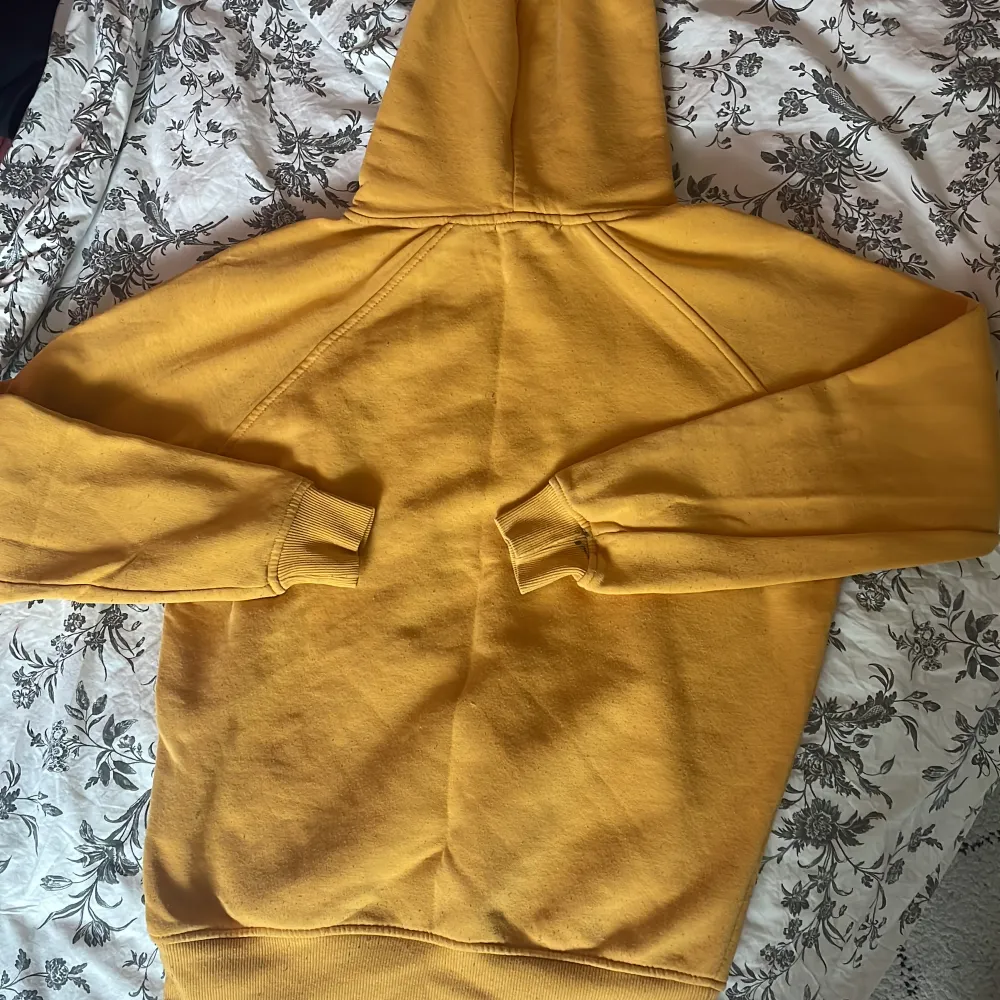 Säljer denna hoodie eftersom den knappast används längre. De finns även en liten mörkgrön fläck på en armen.. Hoodies.