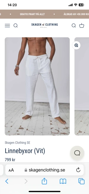 Vita linnebyxor - Vita linnebyxor (herr). Helt oanvända med prislapp kvar, säljer då dem skickade fel byxor. Nypris 800kr