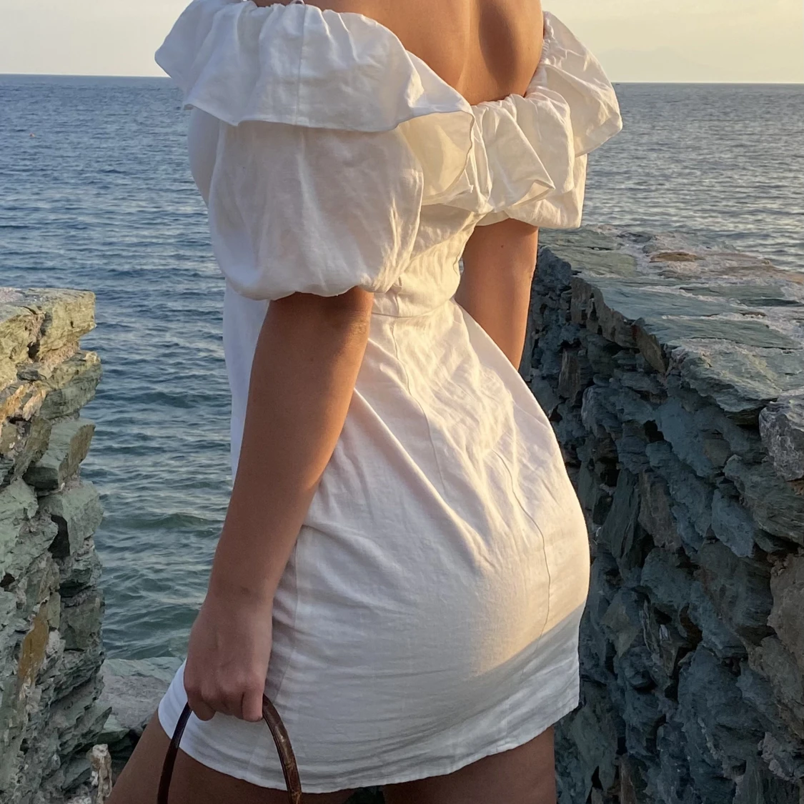 Linneklänning off-shoulder