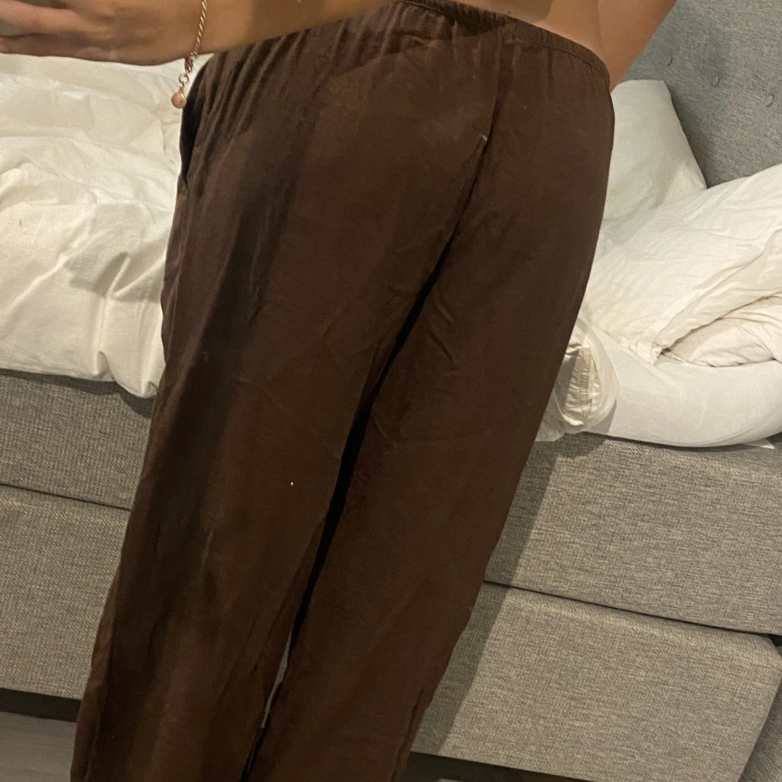 lågmidjade linnebyxor - 91