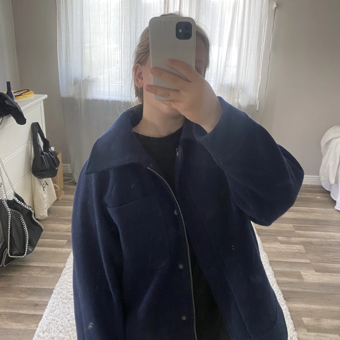 Mörkblå kort kappa  - 90