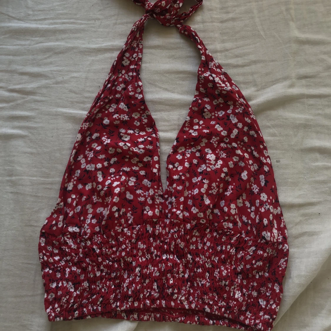Röd blommig halterneck topp❤️‍🔥 - 91
