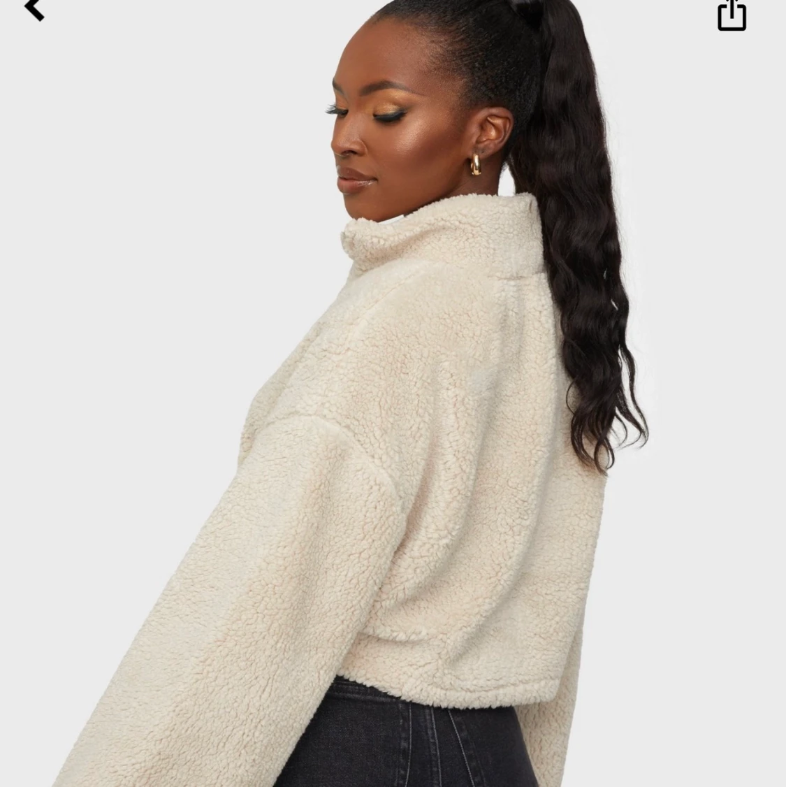 croppad fluffig beiga jacka  - 90