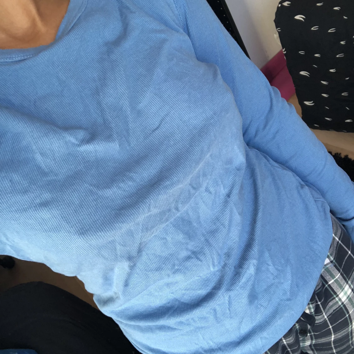 Blå långärmad tröja  - 90