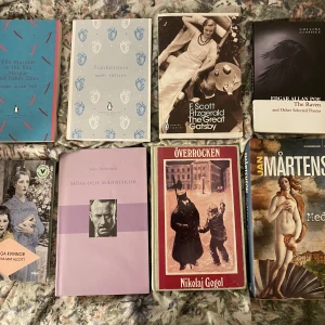 Klassiska böcker  - Flera olika böcker av edgar Allan Poe, dazai osamu, Nikolaj gogol, Donna tart och fler. 80kr st, 550kr för alla, pris kan diskuteras 